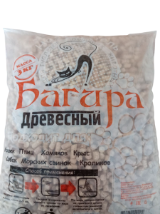 Наполнитель древесный для туалетов 3,0 кг. «Багира» (4 шт/уп)